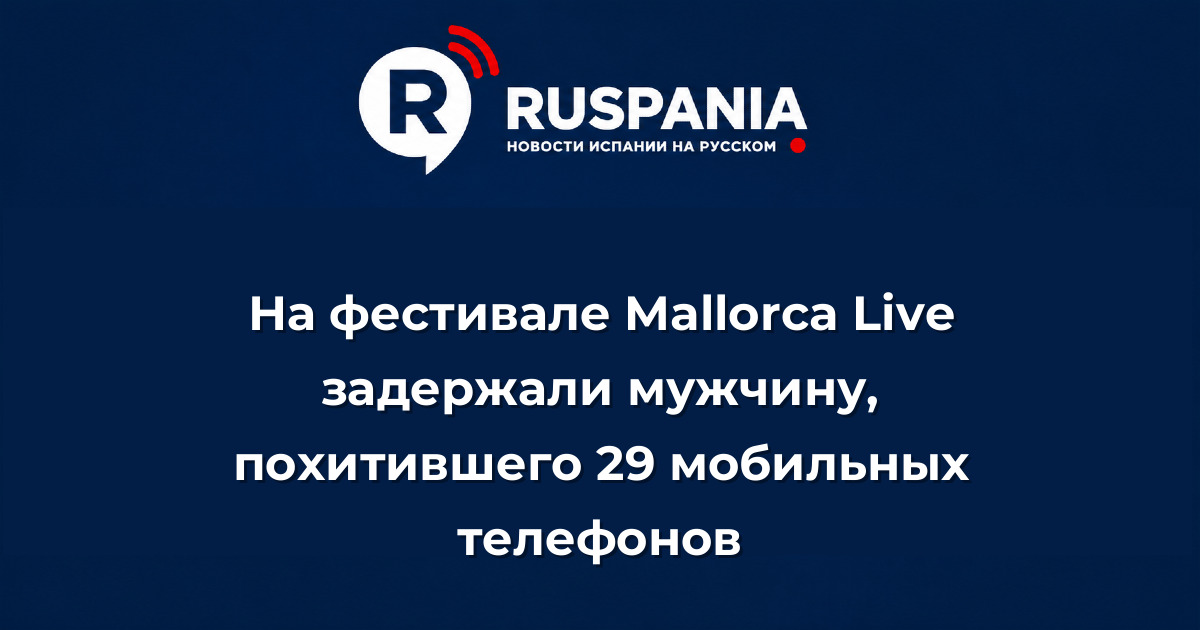 Новости Испании: На фестивале Mallorca Live задержали мужчину, похитившего 29 мобильных телефонов