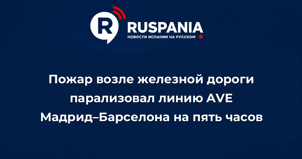 Новости Испании: Пожар возле железной дороги парализовал линию AVE Мадрид–Барселона на пять часов