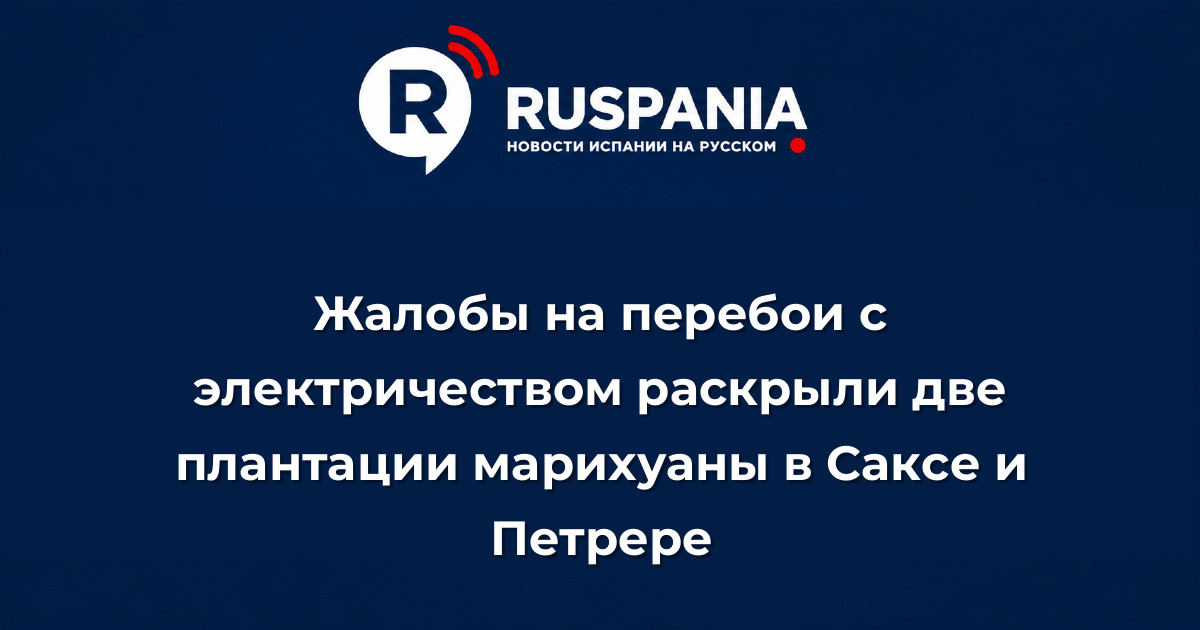 Новости Испании: Жалобы на перебои с электричеством раскрыли две плантации марихуаны в Саксе и Петрере