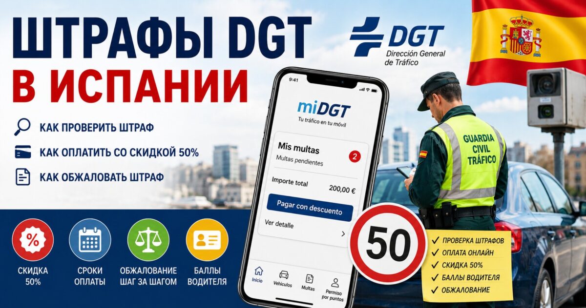 Штрафы DGT в Испании: как проверить, оплатить и обжаловать штраф