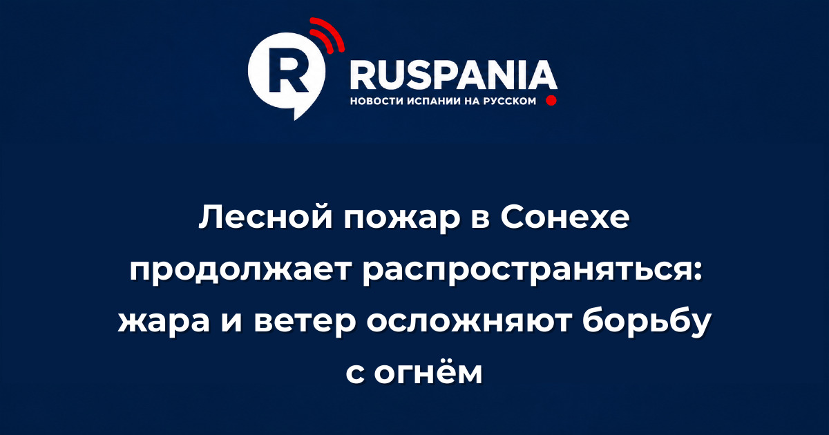 Новости Испании: Лесной пожар в Сонехе продолжает распространяться: жара и ветер осложняют борьбу с огнём