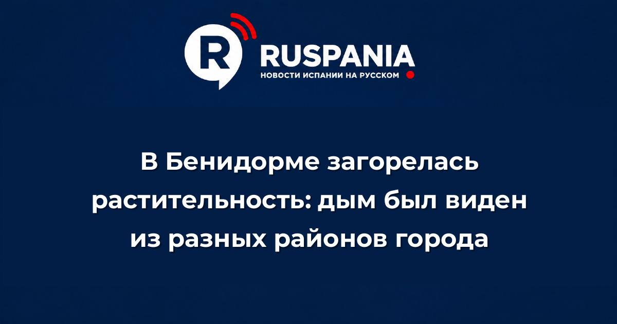 Новости Испании: В Бенидорме загорелась растительность: дым был виден из разных районов города