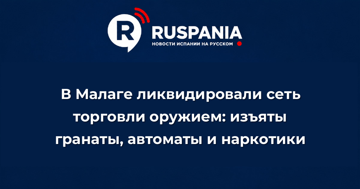 Новости Испании: В Малаге ликвидировали сеть торговли оружием: изъяты гранаты, автоматы и наркотики