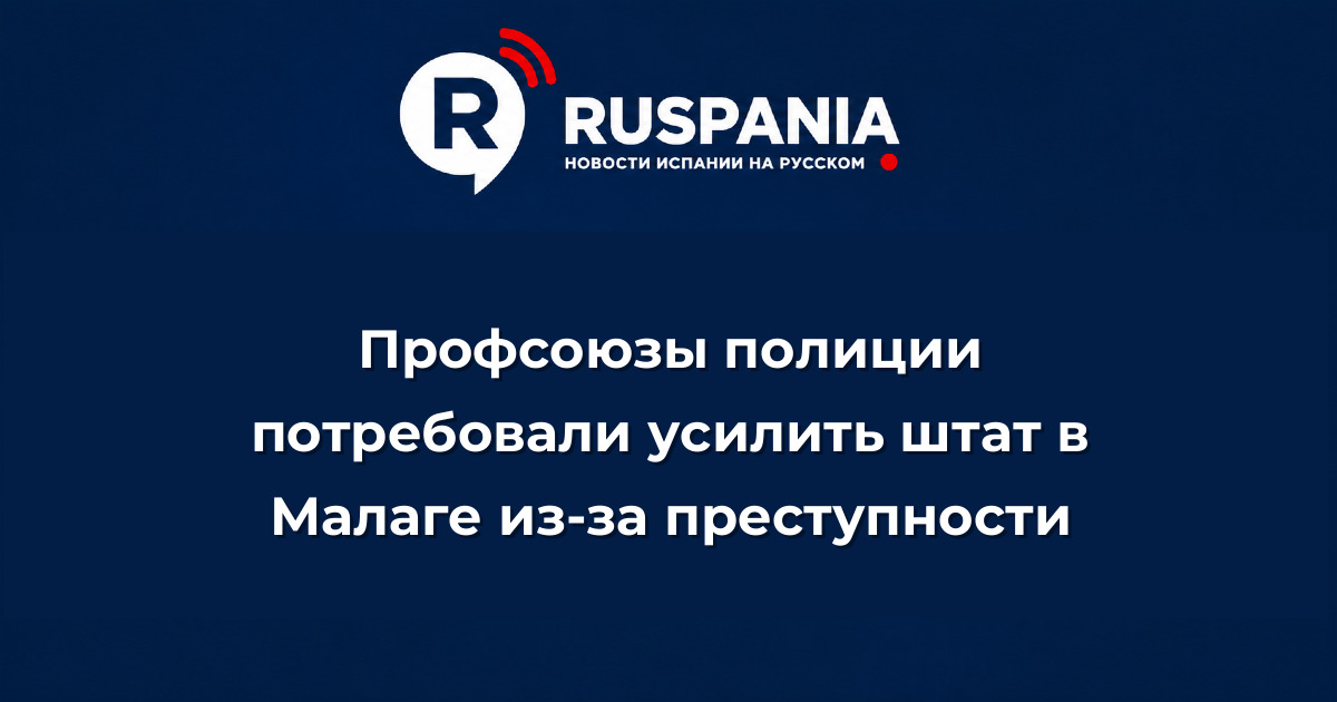 Новости Испании: Профсоюзы полиции потребовали усилить штат в Малаге из-за преступности